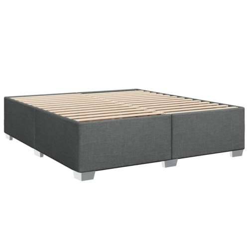 Krevet s oprugama i madracem tamnosivi 200 x 200 cm od tkanine - Tamno siva 200 x 200 cm Blok s kvadratima Cijena