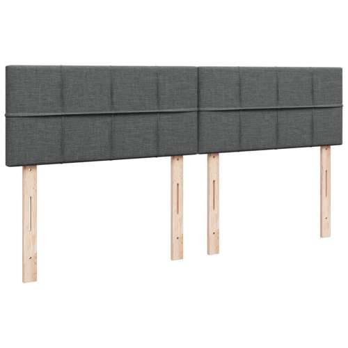 Krevet s oprugama i madracem tamnosivi 200 x 200 cm od tkanine - Tamno siva 200 x 200 cm Blok s kvadratima Cijena