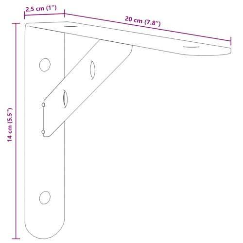Nosači za police 4 kom 20x2,5x14 cm srebrni nehrđajući čelik - Crna 20 x 2.5 x 14 cm 1 Cijena
