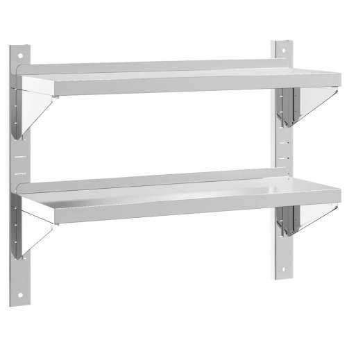 Zidna polica s 2 razine 75x23,5x60 cm srebrna nehrđajući čelik 75 x 23.5 x 60 cm 1 Cijena