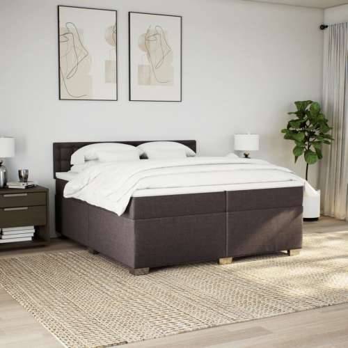 Krevet s oprugama i madracem tamnosmeđi 200x200 cm od tkanine - Tamno smeđa 200 x 200 cm gumbi Cijena