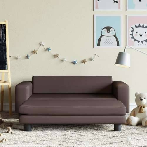 Dječja sofa s tabureom smeđa 100 x 50 x 30 cm od umjetne kože - Smeđa Cijena