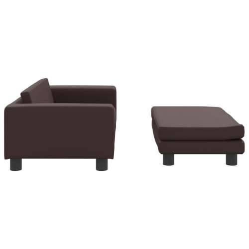 Dječja sofa s tabureom smeđa 100 x 50 x 30 cm od umjetne kože - Smeđa Cijena