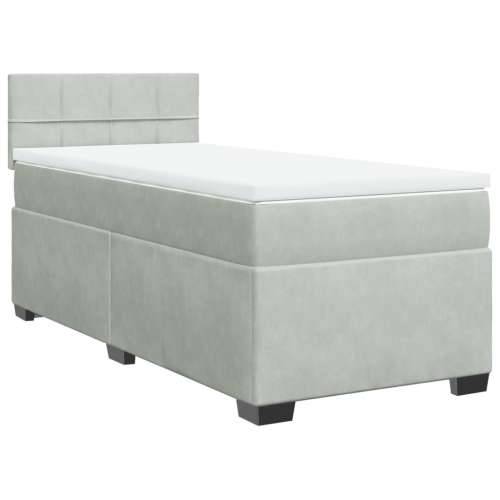 Box spring krevet s madracem svjetlosivi 80 x 200 cm baršunasti - Svjetlosiva 80 x 200 cm Blok s kvadratima Cijena