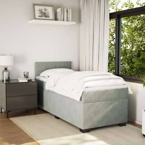 Box spring krevet s madracem svjetlosivi 80 x 200 cm baršunasti - Svjetlosiva 80 x 200 cm Blok s kvadratima Cijena