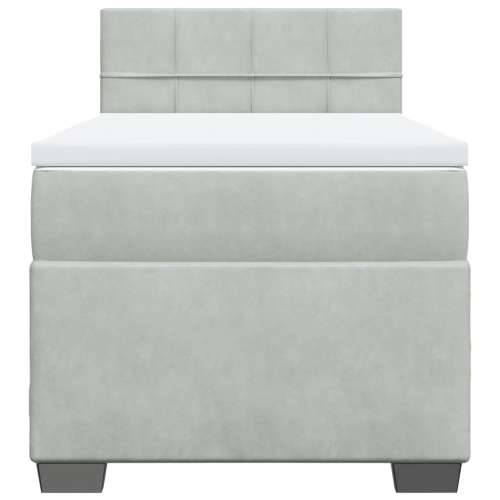 Box spring krevet s madracem svjetlosivi 80 x 200 cm baršunasti - Svjetlosiva 80 x 200 cm Blok s kvadratima Cijena