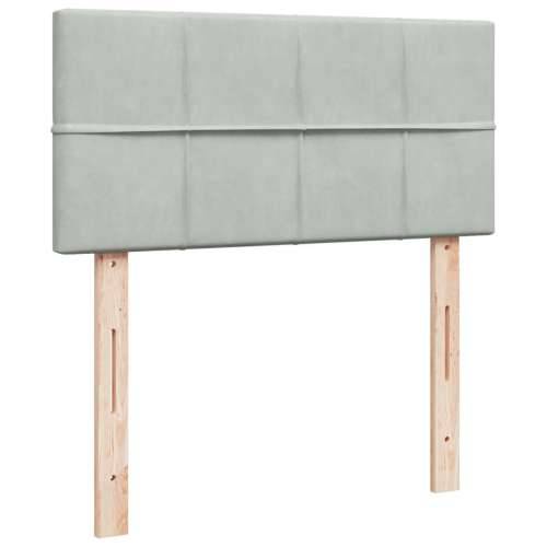 Box spring krevet s madracem svjetlosivi 80 x 200 cm baršunasti - Svjetlosiva 80 x 200 cm Blok s kvadratima Cijena