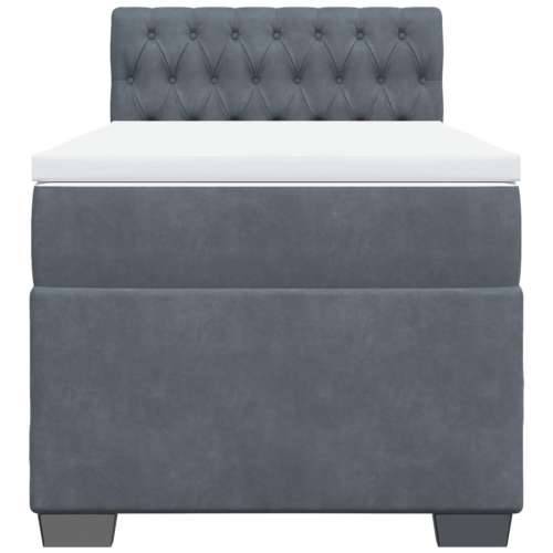 Box spring krevet s madracem tamnosivi 80 x 200 cm baršunasti - Tamno siva 80 x 200 cm Dizajn s gumbima Cijena