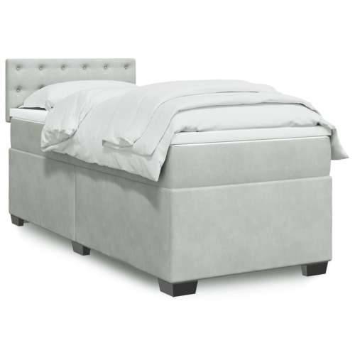 Box spring krevet s madracem svjetlosivi 80 x 200 cm baršunasti - Svjetlosiva 80 x 200 cm gumbi Cijena