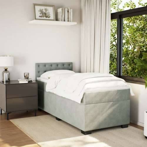 Box spring krevet s madracem svjetlosivi 80 x 200 cm baršunasti - Svjetlosiva 80 x 200 cm gumbi Cijena