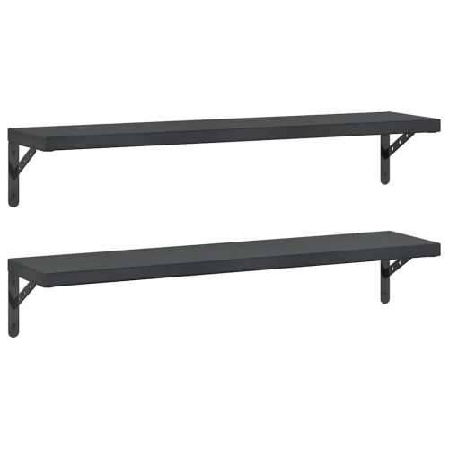 Zidne police 2 kom 100 x 23,5 cm crne nehrđajući čelik - Crna 100 x 23.5 cm 1 Cijena