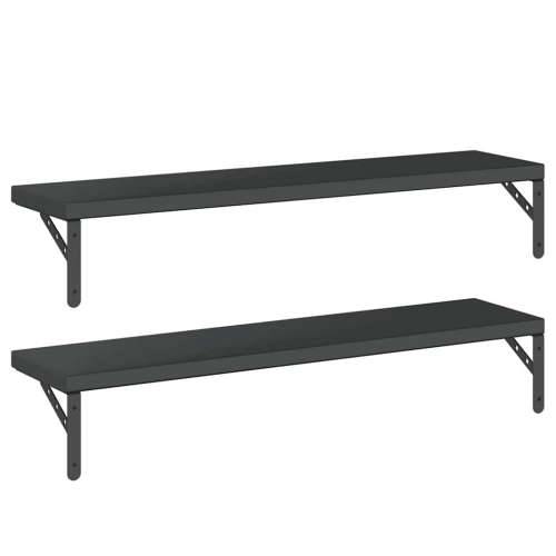 Zidne police 2 kom 100 x 23,5 cm crne nehrđajući čelik - Crna 100 x 23.5 cm 1 Cijena