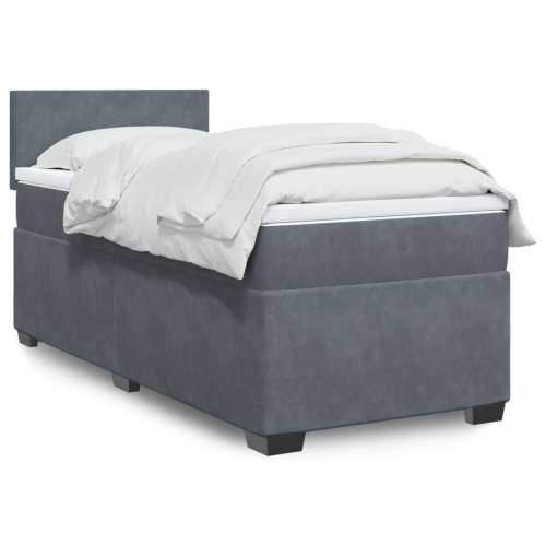 Box spring krevet s madracem tamnosivi 90x190 cm baršunasti - Tamno siva 90 x 190 cm plain degsign Cijena