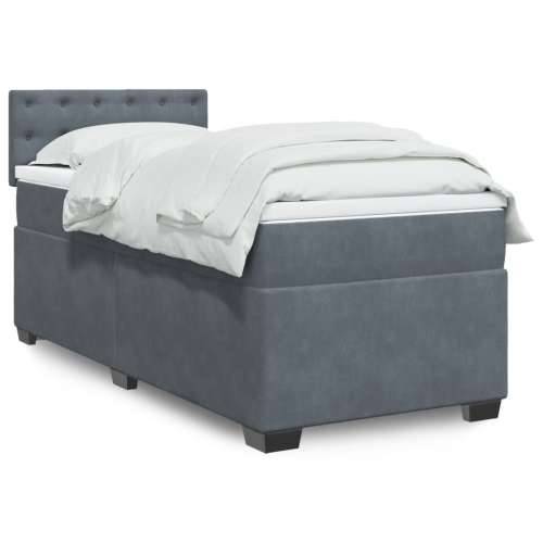 Box spring krevet s madracem tamnosivi 90x200 cm baršunasti - Tamno siva 90 x 200 cm gumbi Cijena