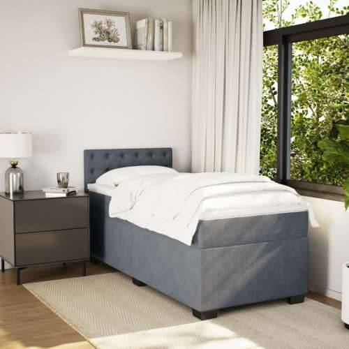Box spring krevet s madracem tamnosivi 90x200 cm baršunasti - Tamno siva 90 x 200 cm gumbi Cijena