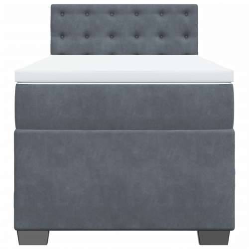 Box spring krevet s madracem tamnosivi 90x200 cm baršunasti - Tamno siva 90 x 200 cm gumbi Cijena