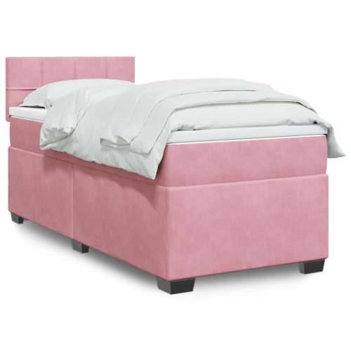 Box spring krevet s madracem ružičasti 100x200 cm baršunasti - Ružičasta 100 x 200 cm Blok s kvadratima Cijena