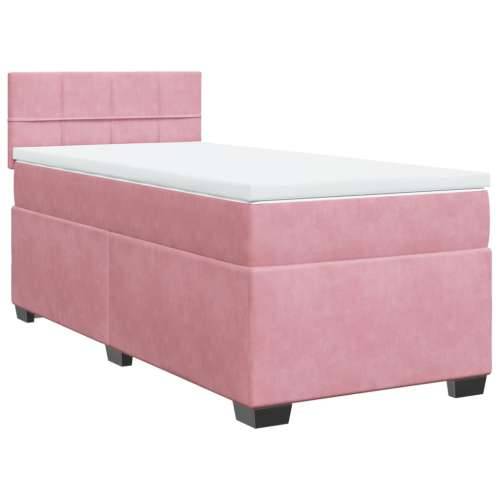 Box spring krevet s madracem ružičasti 100x200 cm baršunasti - Ružičasta 100 x 200 cm Blok s kvadratima Cijena