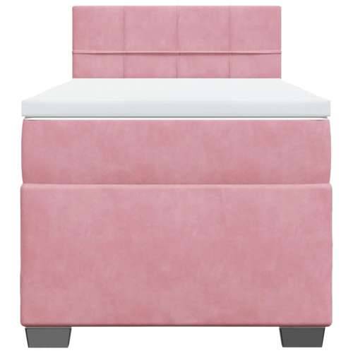 Box spring krevet s madracem ružičasti 100x200 cm baršunasti - Ružičasta 100 x 200 cm Blok s kvadratima Cijena