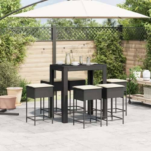 7-dijelni vrtni barski set od poliratana s jastucima crni - Crna 100 x 60.5 x 110.5 cm 6 Cijena