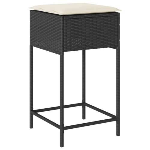 7-dijelni vrtni barski set od poliratana s jastucima crni - Crna 100 x 60.5 x 110.5 cm 6 Cijena