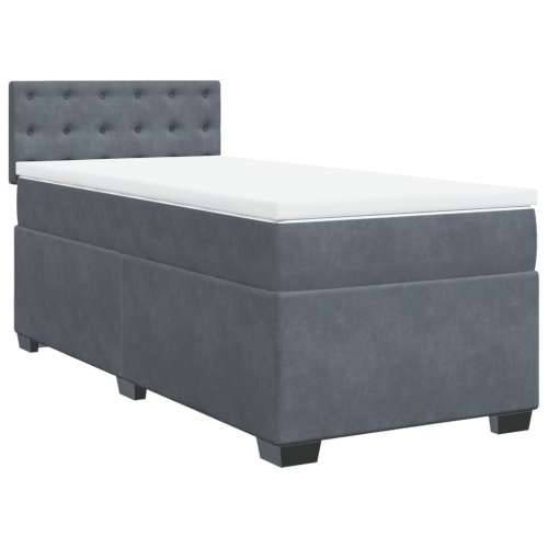 Box spring krevet s madracem tamnosivi 100x200 cm baršunasti - Tamno siva 100 x 200 cm gumbi Cijena