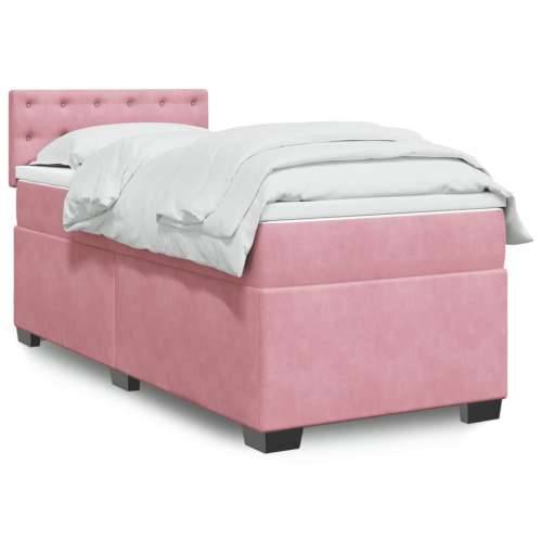 Box spring krevet s madracem ružičasti 100x200 cm baršunasti - Ružičasta 100 x 200 cm gumbi Cijena