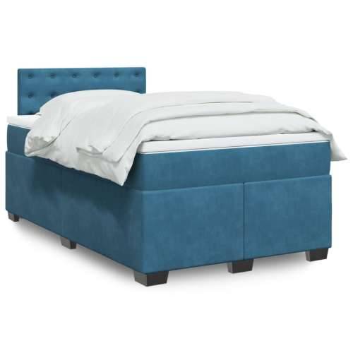 Box spring krevet s madracem tamnoplavi 120 x 200 cm baršunasti - Plava 120 x 200 cm gumbi Cijena