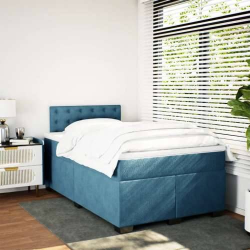 Box spring krevet s madracem tamnoplavi 120 x 200 cm baršunasti - Plava 120 x 200 cm gumbi Cijena