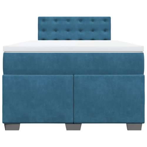 Box spring krevet s madracem tamnoplavi 120 x 200 cm baršunasti - Plava 120 x 200 cm gumbi Cijena