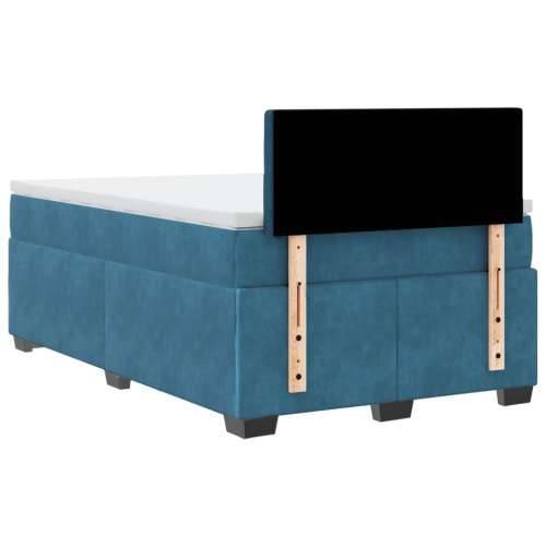 Box spring krevet s madracem tamnoplavi 120 x 200 cm baršunasti - Plava 120 x 200 cm gumbi Cijena