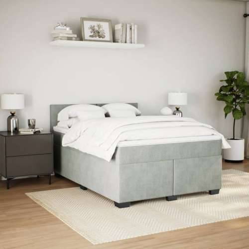 Krevet s oprugama i madracem svjetlosivi 140x190 cm baršunasti Svjetlosiva 140 x 190 cm plain degsign Cijena