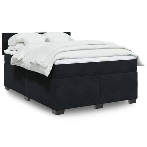 Krevet s oprugama i madracem crni 140 x 190 cm baršunasti - Crna 140 x 190 cm plain degsign Cijena