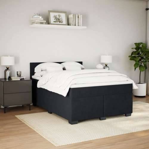 Krevet s oprugama i madracem crni 140 x 190 cm baršunasti - Crna 140 x 190 cm plain degsign Cijena