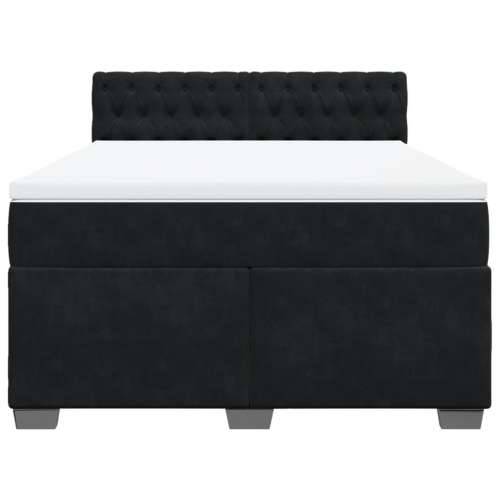 Krevet s oprugama i madracem crni 140 x 190 cm baršunasti - Crna 140 x 190 cm Dizajn s gumbima Cijena