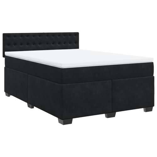 Krevet s oprugama i madracem crni 160x200 cm baršunasti - Crna 160 x 200 cm gumbi Cijena