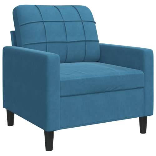 3-dijelni set sofa s jastucima plavi baršunasti - Plava Bez oslonca za noge Cijena