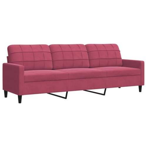 2-dijelni set sofa s jastucima crvena boja vina baršunasti - boja crnog vina Bez oslonca za noge Cijena