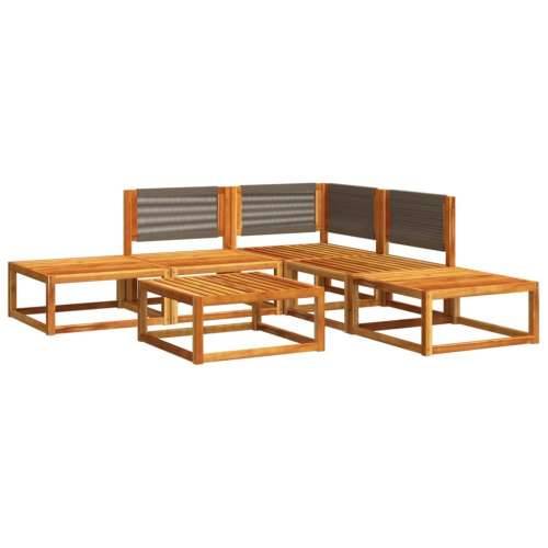 6-dijelna set vrtnih sofa s jastucima masivno bagremovo drvo - Siva 1 kutna + 2x srednja + 2x tabure + stol Cijena