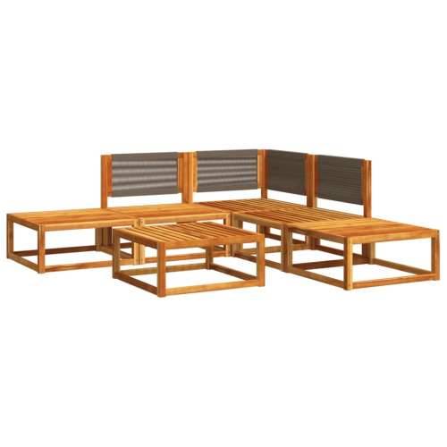 6-dijelna set vrtnih sofa s jastucima masivno bagremovo drvo - Siva 1 kutna + 2x srednja + 2x tabure + stol Cijena