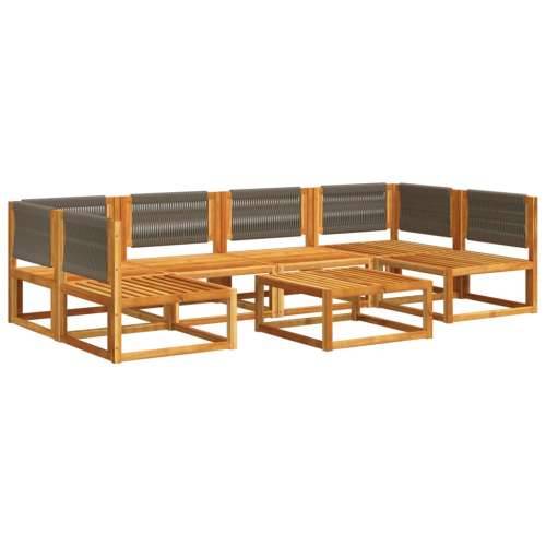 Vrtna garnitura - 7-dijelni set vrtnih sofa s jastucima masivno bagremovo drvo - Siva 1 2x kutna + 4x srednja + stol Cijena