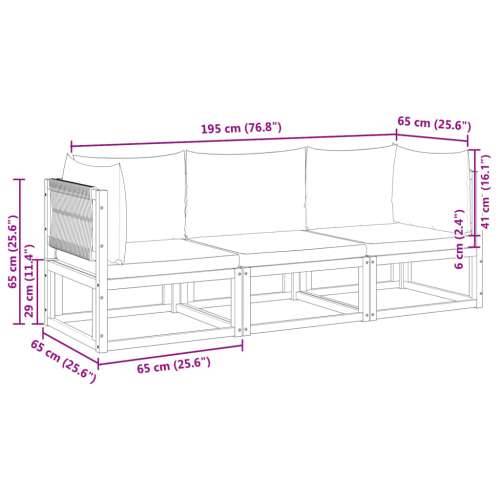 3-dijelna set vrtnih sofa s jastucima masivno bagremovo drvo - Krema 1 Trosjedi Cijena