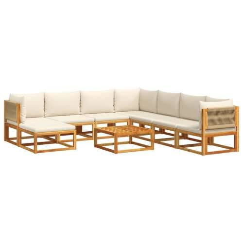 9-dijelna set vrtnih sofa s jastucima masivno bagremovo drvo - Krema 1 3x kutna + 4x srednja + tabure + stol Cijena