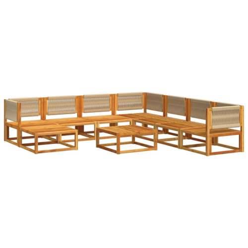 9-dijelna set vrtnih sofa s jastucima masivno bagremovo drvo - Krema 1 3x kutna + 4x srednja + tabure + stol Cijena