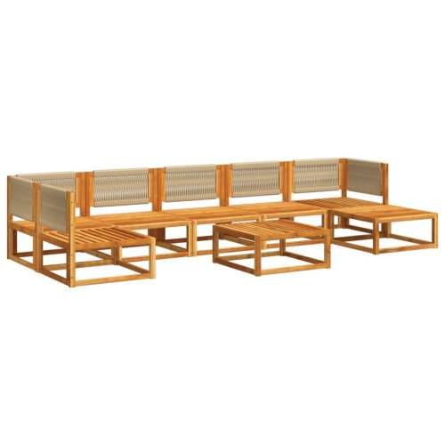 8-dijelna set vrtnih sofa s jastucima masivno bagremovo drvo - Krema 1 2x kutna + 4x srednja + tabure + stol Cijena