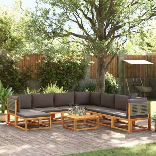 9-dijelna set vrtnih sofa s jastucima masivno bagremovo drvo - Siva 3x kutna + 4x srednja + tabure + stol 1 Cijena