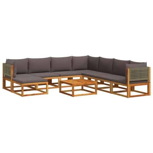 9-dijelna set vrtnih sofa s jastucima masivno bagremovo drvo - Siva 3x kutna + 4x srednja + tabure + stol 1 Cijena