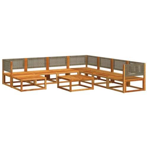 9-dijelna set vrtnih sofa s jastucima masivno bagremovo drvo - Siva 3x kutna + 4x srednja + tabure + stol 1 Cijena