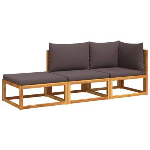 3-dijelna set vrtnih sofa s jastucima masivno bagremovo drvo - Siva kutna + srednja + tabure 1 Cijena
