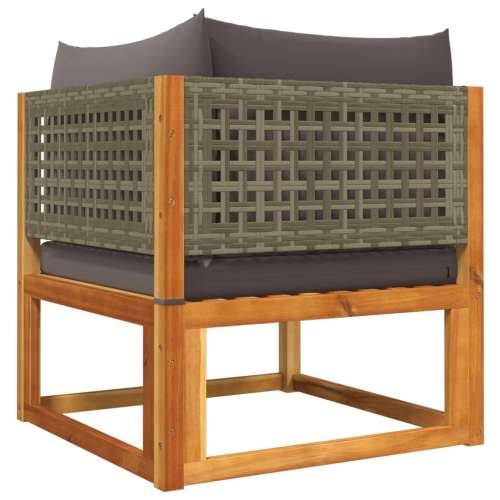 3-dijelna set vrtnih sofa s jastucima masivno bagremovo drvo - Siva kutna + srednja + tabure 1 Cijena